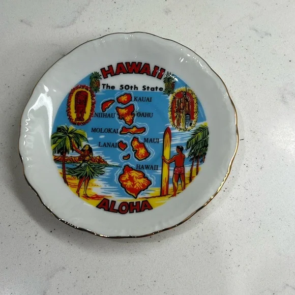 Vintage Hawaii Plate The 50th State Aloha Hawaii Souvenir Plate - Picture 3 of 5